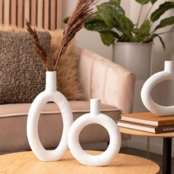 Oval Ring Vase - Ivory -Furniture Shop OvalRingVase Ivory.03