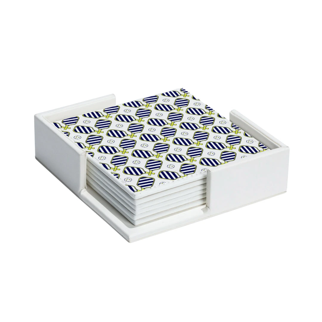 Pickleball Coaster Set - Navy 1 Pickleball Coaster Set - Navy