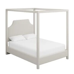 Custom Provence Canopy Bed -Furniture Shop ProvenceCanopyBedinClaudethBeigeWoven.02