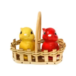 Vintage Bunnies In A Basket Salt And Pepper Shakers