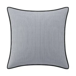 Custom Pillow - Ralph Navy Pinstripe -Furniture Shop RalphNavyPinstripewithBowenCharcoalVelvetPiping.01
