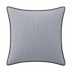Custom Pillow - Ralph Navy Pinstripe -Furniture Shop RalphNavyPinstripewithEliePlumVelvetPiping.01