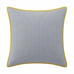 Custom Pillow - Ralph Navy Pinstripe -Furniture Shop RalphNavyPinstripewithReemOchreVelvetPiping.01