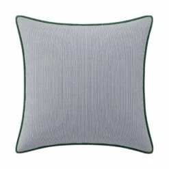 Custom Pillow - Ralph Navy Pinstripe -Furniture Shop RalphNavyPinstripewithSpadeAquaVelvetPiping.01