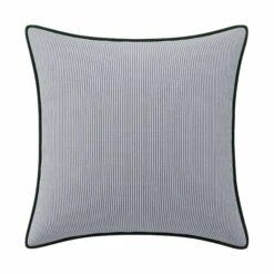 Custom Pillow - Ralph Navy Pinstripe -Furniture Shop RalphNavyPinstripewithStacyEmeraldVelvetPiping.01
