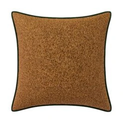 Custom Pillow - Sankaty Camel Boucle -Furniture Shop SankatyCamelBouclewithStacyEmeraldVelvetPiping.02