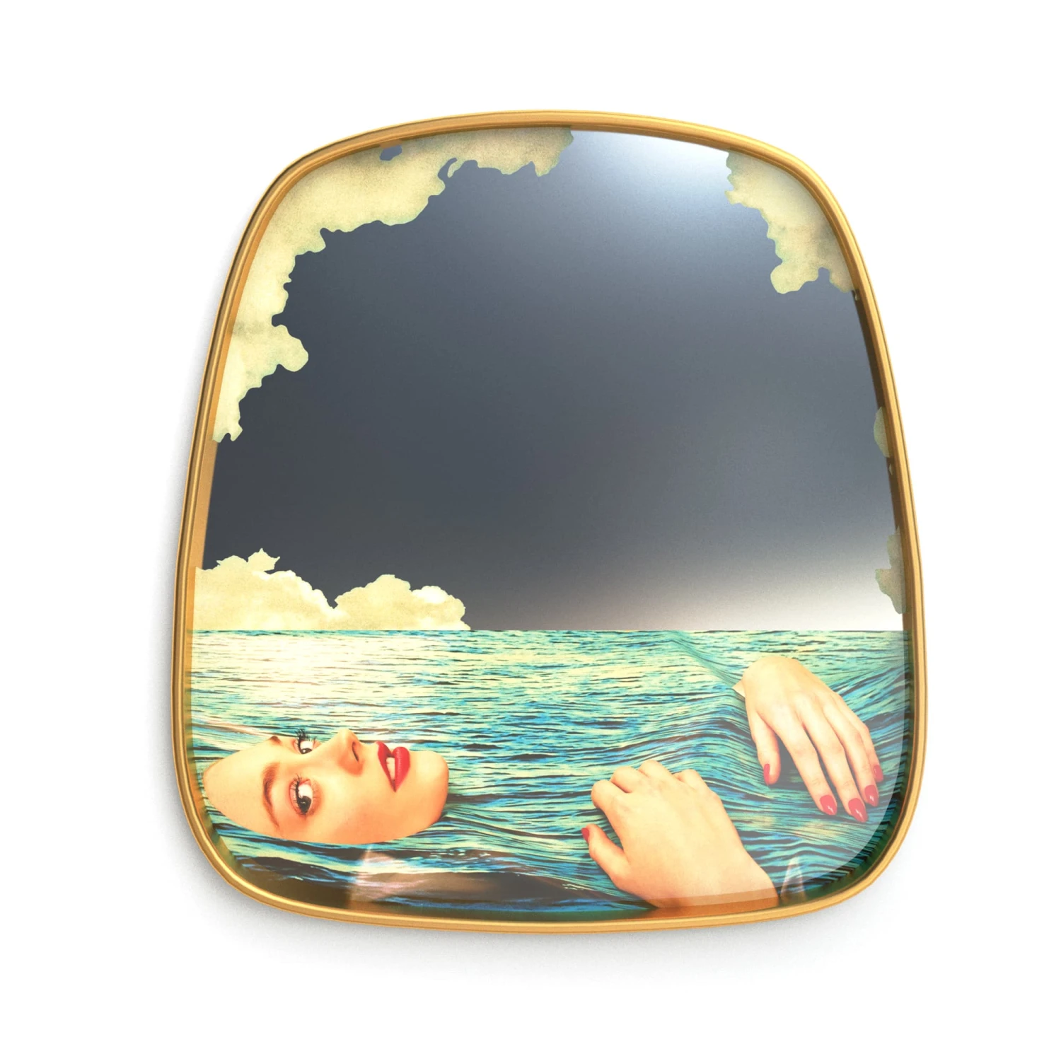Sea Girl Mirror With Gold Frame By Seletti 1 Sea Girl Mirror With Gold Frame By Seletti