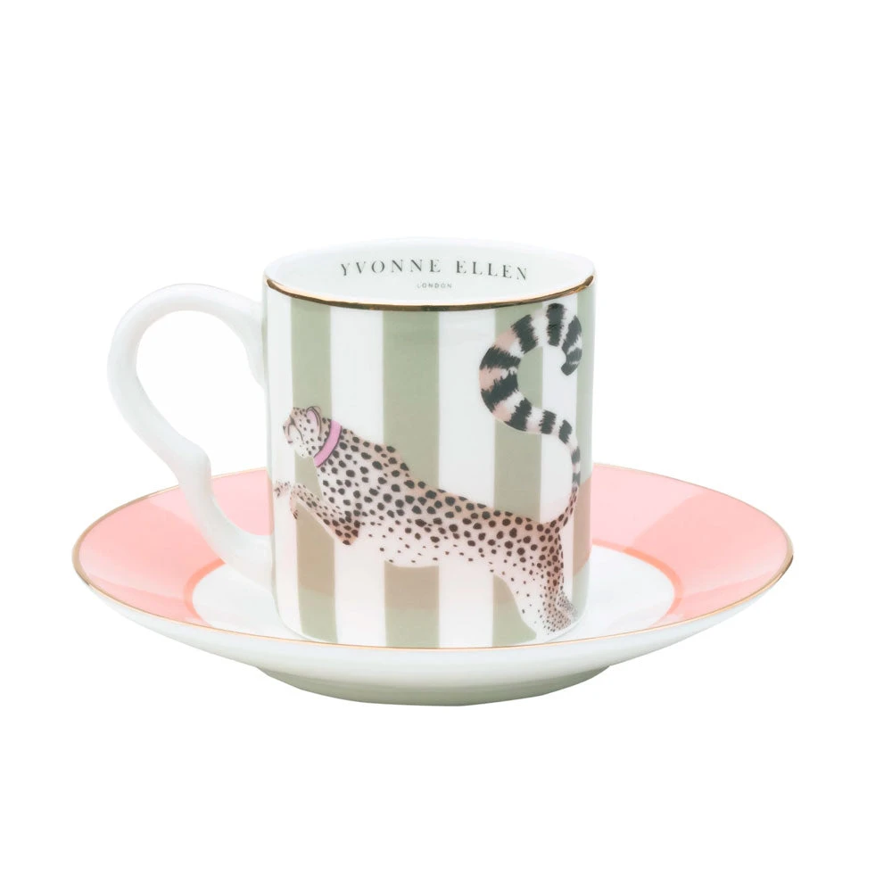 Set Of 2 Espresso Cups & Saucers - Cheetah/Parrot 3 Set Of 2 Espresso Cups & Saucers - Cheetah/Parrot - Image 3