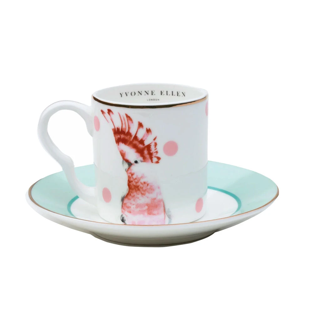 Set Of 2 Espresso Cups & Saucers - Cheetah/Parrot 4 Set Of 2 Espresso Cups & Saucers - Cheetah/Parrot - Image 4