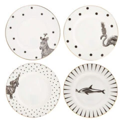Set Of 4 Monochrome Animal Plates