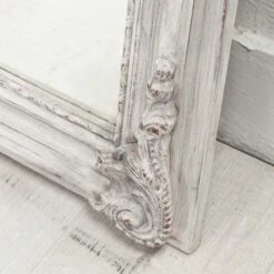 Small Grey Wash Mirror With Decorative Wreath Top -Furniture Shop SmallGreyWashMirrorwithDecorativeWreathTop.04