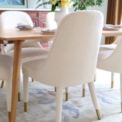 Tavish Dining Chair In Ivory Boucle -Furniture Shop Tavish Dining Chair