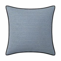 Custom Pillow - Tory Blue Geometric -Furniture Shop ToryBlueGeometricwithBowenCharcoalVelvetPiping.01