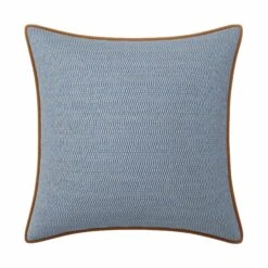 Custom Pillow - Tory Blue Geometric -Furniture Shop ToryBlueGeometricwithNicholasCamelVelvetPiping.01