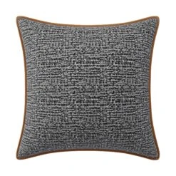 Custom Pillow - Valentina Black & White Woven 16 Custom Pillow - Valentina Black & White Woven -Furniture Shop ValentineBlack WhiteWovenwithNicholasCamelVelvetPiping.01