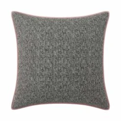 Custom Pillow - Westwood Black Woven 24 Custom Pillow - Westwood Black Woven -Furniture Shop WestwoodBlackWovenwithMoniqueBabyPInkVelvetPiping.01