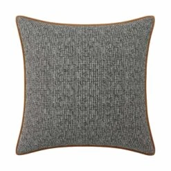 Custom Pillow - Westwood Black Woven 25 Custom Pillow - Westwood Black Woven -Furniture Shop WestwoodBlackWovenwithNicholasCamelVelvetPiping.01