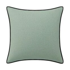 Custom Pillow - Willow Teal Woven -Furniture Shop WillowTealWovenwithBowenCharcoalVelvetPiping.01