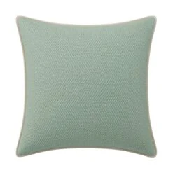 Custom Pillow - Willow Teal Woven -Furniture Shop WillowTealWovenwithDaliIvoryVelvetPiping.01