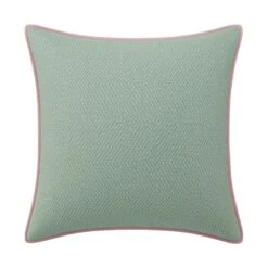 Custom Pillow - Willow Teal Woven -Furniture Shop WillowTealWovenwithMoniqueBabyPinkVelvetPiping.01