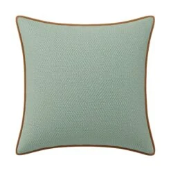 Custom Pillow - Willow Teal Woven -Furniture Shop WillowTealWovenwithNicholasCamelVelvetPiping.01