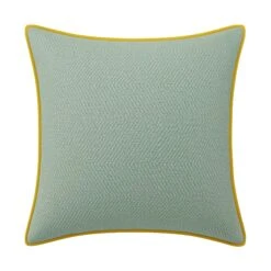 Custom Pillow - Willow Teal Woven -Furniture Shop WillowTealWovenwithReemOchreVelvetPiping.01