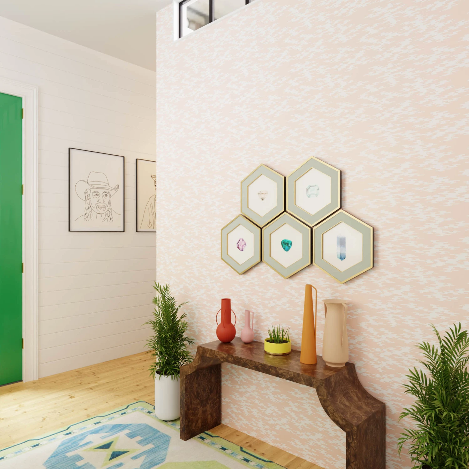 Wood Block Clouds - Blush 2 Wood Block Clouds - Blush - Image 2